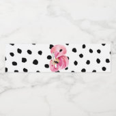 Moderne exotische roze Waterverf Flamingo & Stippe Waterfles Etiket (Enkel label)