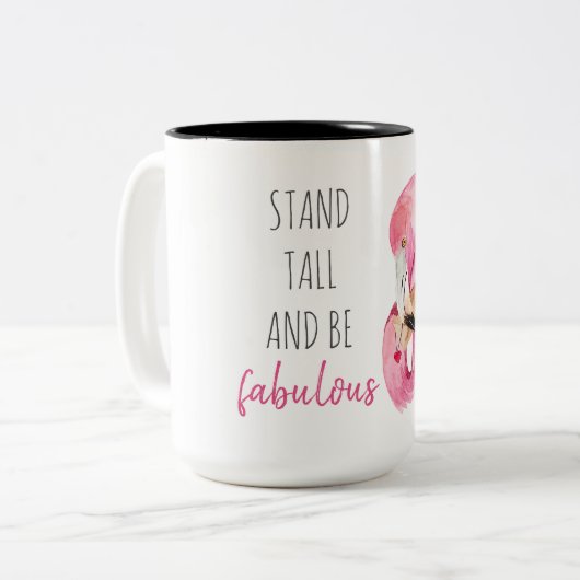 Moderne, exotische standaard en verbluffend flamin tweekleurige koffiemok (Voorkant links)