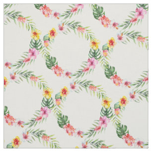 Moderne Exotische Tropische Bloemen Krans Patroon Stof