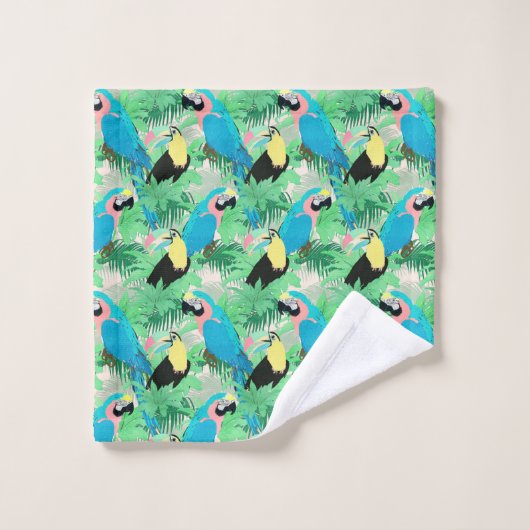 Moderne exotische vogels en Tropisch Foliage-ontwe Bad Handdoek (Wasdoekje)