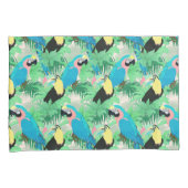 Moderne exotische vogels en Tropisch Foliage-ontwe Kussensloop (Voorkant-Rechts)