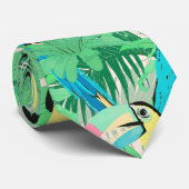 Moderne exotische vogels en Tropisch Foliage-ontwe Stropdas (Opgerold)