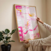 Moderne expressieve roze abstracte schilderkunst m poster