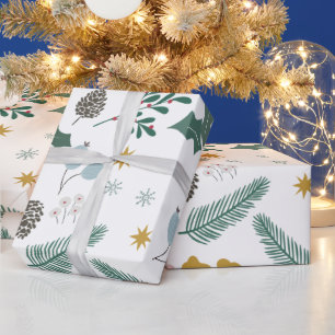Moderne extra grote kerstbladpatroon cadeaupapier