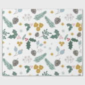 Moderne extra grote kerstbladpatroon cadeaupapier (Vlak)