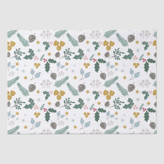 Moderne extra grote kerstbladpatroon tissuepapier (Voorkant)
