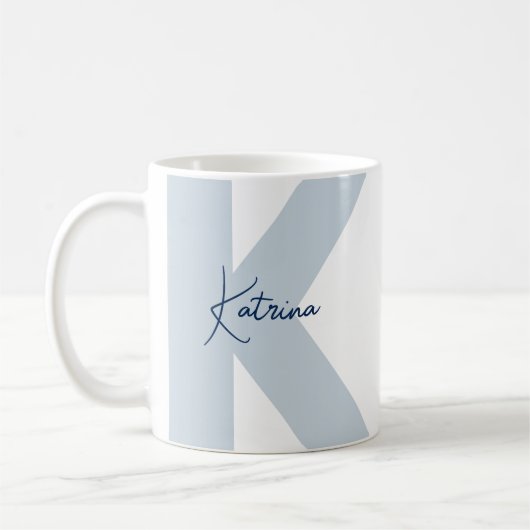 Moderne Extra Grote Monogram Beginletter Handgesch Koffiemok (Links)