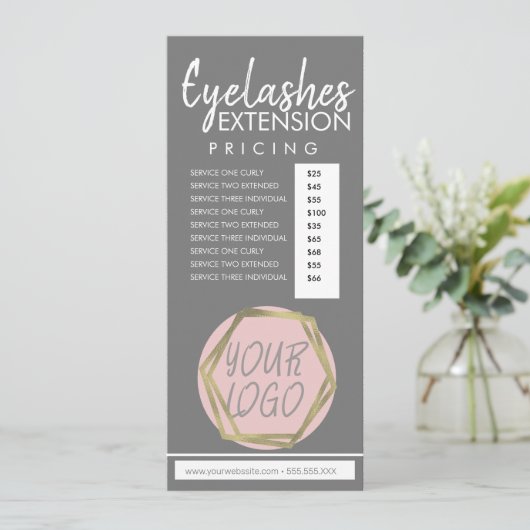 Moderne Eyelash Extension Flyer Pricing List C Kaart (Staand voorkant)