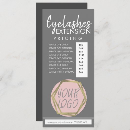 Moderne Eyelash Extension Flyer Pricing List C Kaart (Voorkant / Achterkant)