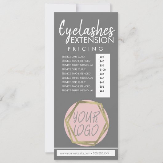 Moderne Eyelash Extension Flyer Pricing List C Kaart (Voorkant)