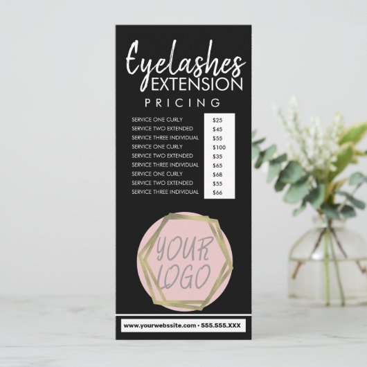 Moderne Eyelash Extension Flyer Pricing List D Kaart (Staand voorkant)