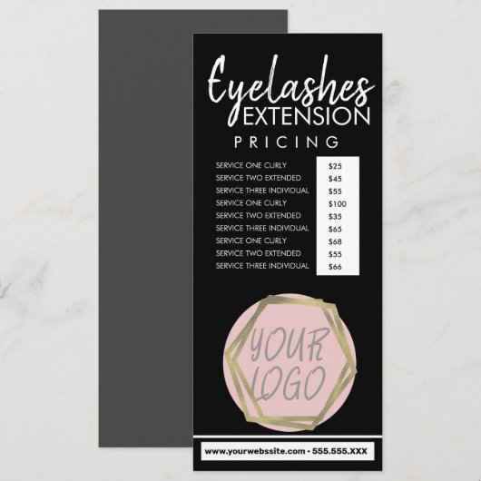 Moderne Eyelash Extension Flyer Pricing List D Kaart (Voorkant / Achterkant)