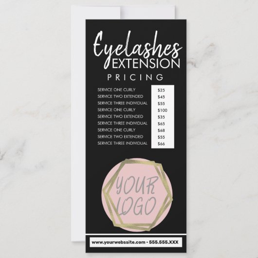 Moderne Eyelash Extension Flyer Pricing List D Kaart (Voorkant)