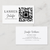 Moderne Eyelash-uitbreidingen QR-code zwart en wit Visitekaartje (Voorkant / Achterkant)