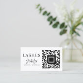 Moderne Eyelash-uitbreidingen QR-code zwart en wit Visitekaartje (Staand voorkant)