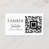 Moderne Eyelash-uitbreidingen QR-code zwart en wit Visitekaartje (Voorkant)