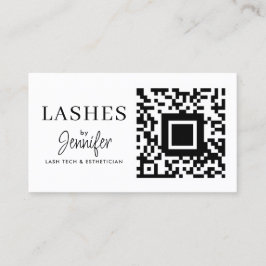 Moderne Eyelash-uitbreidingen QR-code zwart en wit Visitekaartje