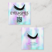 Moderne Eyelashes Salon Beauty Faux Holographic Vierkante Visitekaartje (Voorkant / Achterkant)