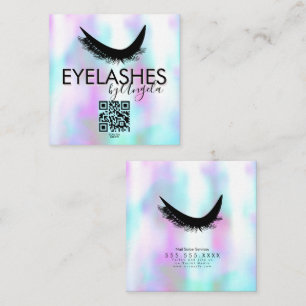 Moderne Eyelashes Salon Beauty Faux Holographic Vierkante Visitekaartje