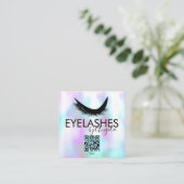 Moderne Eyelashes Salon Beauty Faux Holographic Vierkante Visitekaartje (Staand voorkant)