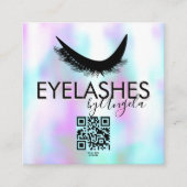 Moderne Eyelashes Salon Beauty Faux Holographic Vierkante Visitekaartje (Voorkant)