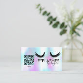 Moderne Eyelashes Salon Beauty Faux Holographic Visitekaartje (Staand voorkant)