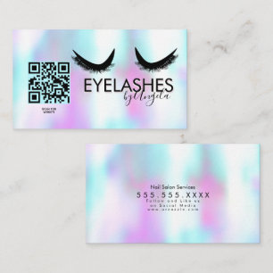 Moderne Eyelashes Salon Beauty Faux Holographic Visitekaartje