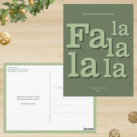 Moderne Fa La Green Eenvoudige Minimale Kerstmis Briefkaart