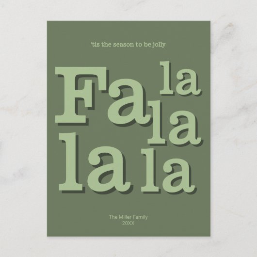Moderne Fa La Green Eenvoudige Minimale Kerstmis Briefkaart (Voorkant)