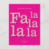 Moderne Fa La Hot Pink Eenvoudige Minimale Kerstmi Briefkaart (Voorkant)