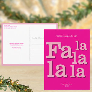 Moderne Fa La Hot Pink Eenvoudige Minimale Kerstmi Briefkaart