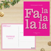 Moderne Fa La Hot Pink Eenvoudige Minimale Kerstmi Briefkaart