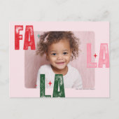 Moderne Fa La Kerstfoto | Roze en rood Briefkaart (Voorkant)
