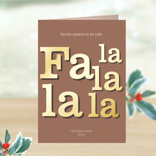 Moderne Fa La Mocha Eenvoudig Minimaal Chic Goud Folie Feestdagenkaart