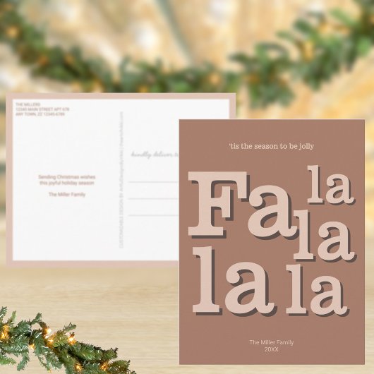 Moderne Fa La Mocha Eenvoudige Minimale Kerstmis Briefkaart