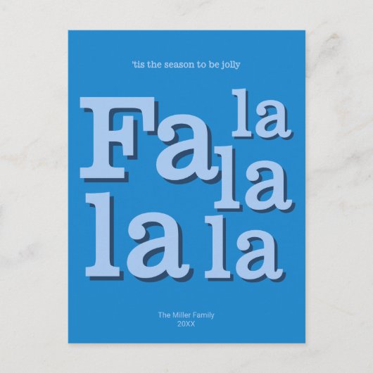Moderne Fa La Sky Blue Eenvoudige Minimale Kerstmi Briefkaart (Voorkant)