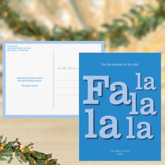 Moderne Fa La Sky Blue Eenvoudige Minimale Kerstmi Briefkaart