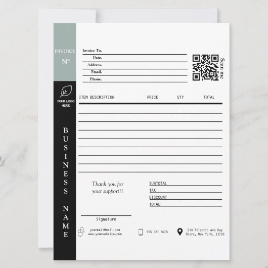 Moderne factuur verkoop bon kleine onderneming kaart (Voorkant)
