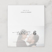 Moderne Faded Foto Hart Script Bruiloft Gast Plaatskaartje (Buitenkant ongevouwen)