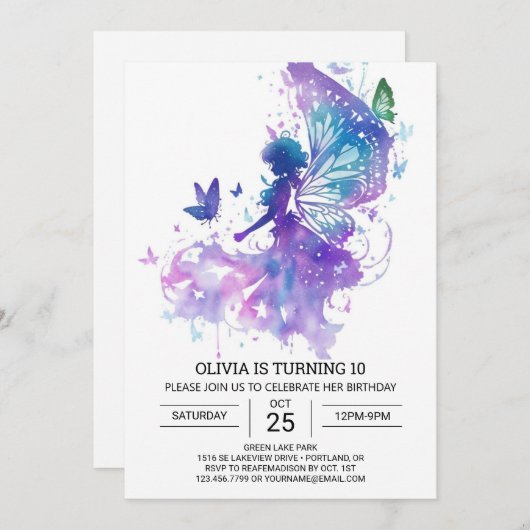 Moderne Fairycore Verjaardag Kaart (Voorkant / Achterkant)