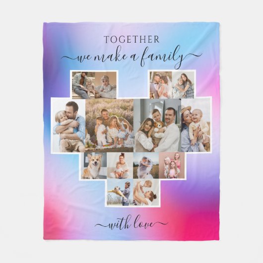 Moderne Familie 14 Fotocollage Fleece Deken (Voorkant)