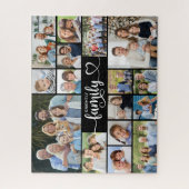Moderne FAMILIE 16 Foto Collage Script Hart Legpuzzel (Verticaal)