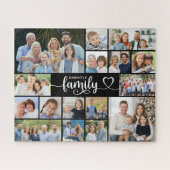 Moderne FAMILIE 16 Foto Collage Script Hart Legpuzzel (Horizontaal)