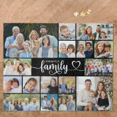 Moderne FAMILIE 16 Foto Collage Script Hart Legpuzzel