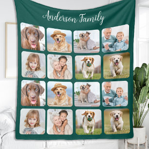 Moderne Familie 16 Fotocollage Gepersonaliseerd Kl Fleece Deken