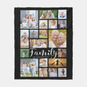 Moderne FAMILIE 19 Foto Collage Script Heart Black Fleece Deken (Voorkant)