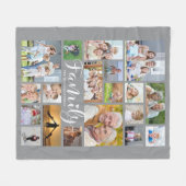 Moderne FAMILIE 19 Foto Collage Script Heart Gray Fleece Deken (Voorkant (Horizontaal))