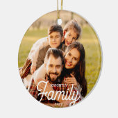 Moderne familie 2 Fotonaam Aangepaste kleur Keramisch Ornament (Links)