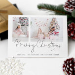 Moderne familie 2 Foto's script voor vrolijk kerst<br><div class="desc">Moderne Familie 2 het Manuscript van de Foto's Merry Kerstmis. Vervang eenvoudig de twee steekproeffoto's met uw eigen en personaliseer met uw groet en namen bij de bodem. Vrolijk kerstfeest is in een stijlvol script.</div>