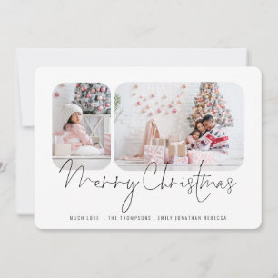 Moderne familie 2 Foto's script voor vrolijk kerst Feestdagenkaart